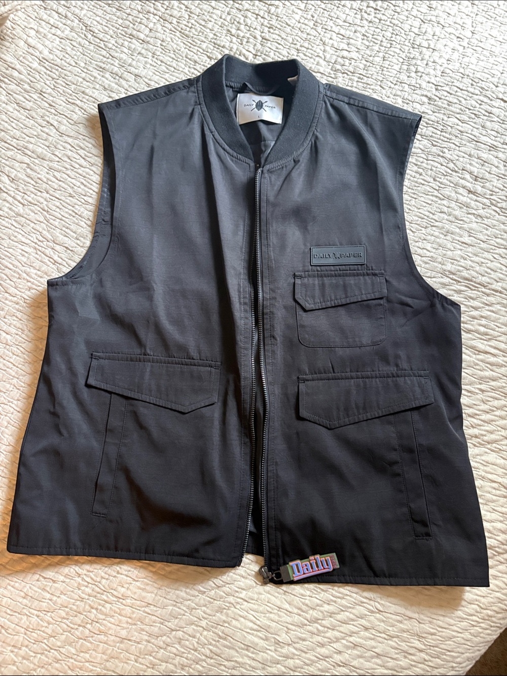 Daily Paper Black Utility Vest with Front Flap Pockets